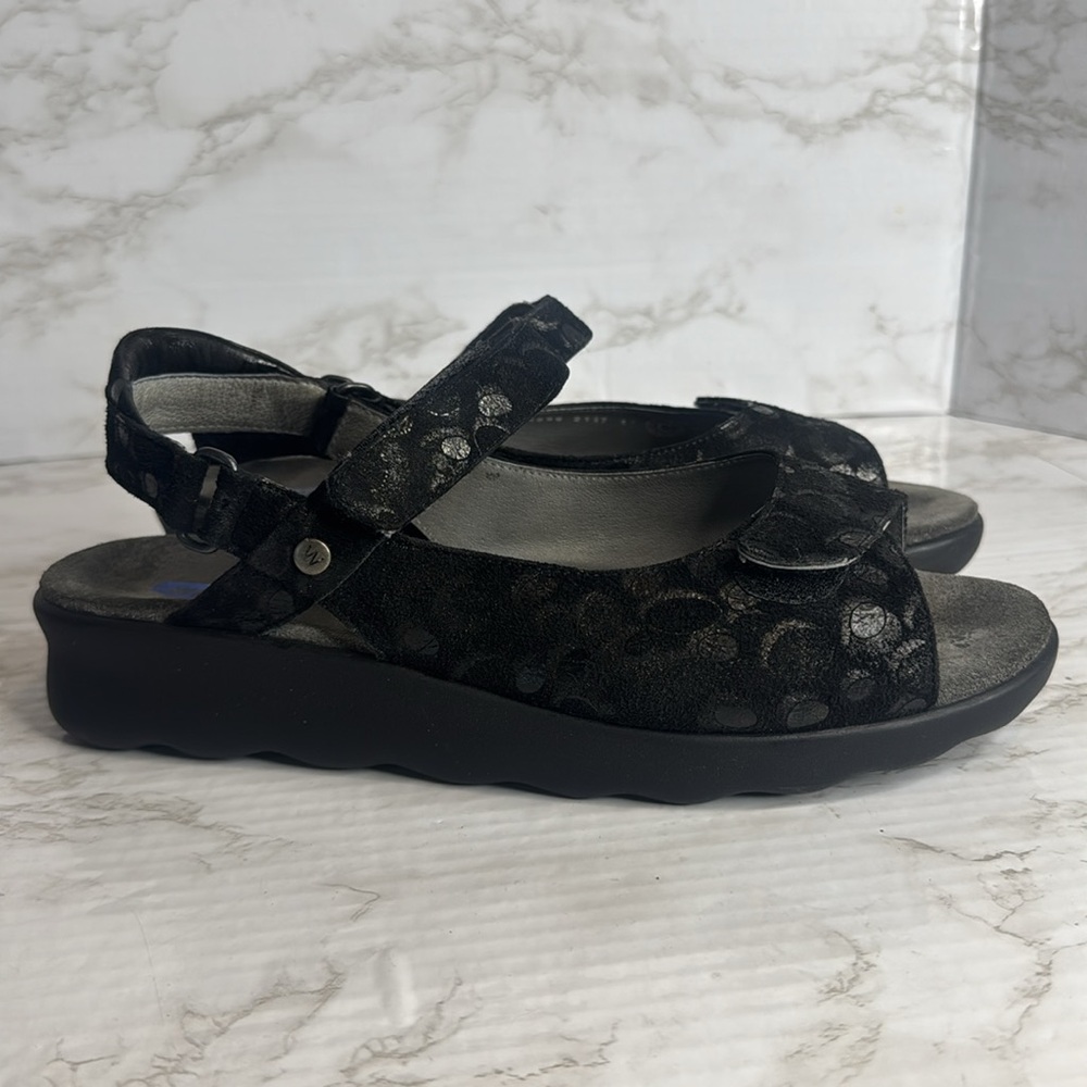 Wolky Pichu Women's Open Toe Flat Ankle Strap Comfort Sandals Black 9.5 - Picture 5 of 10